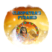 Cartoon of Cleopatra with pyramids on the background