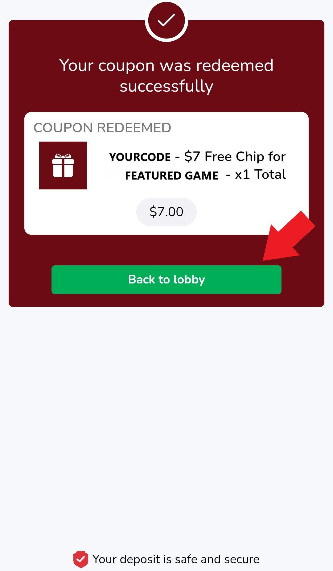 click on back to lobby
